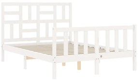 Estrutura de cama com cabeceira 120x200cm madeira maciça branco