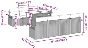 Conjunto de Sofá de Jardim com 7 Peças e Almofadas Bege em Rattan Sint
