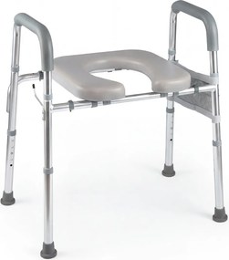 Assento elevatório para sanita para idosos e grávidas, com altura e largura ajustáveis, apoios de braços almofadados e bolso, estrutura em alumínio Pr
