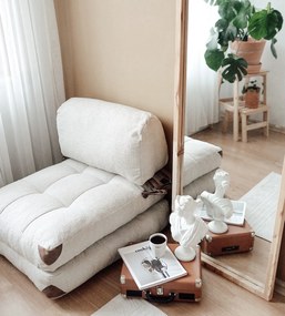 Sofá-Cama Fold 1 Lugar – Creme – 80x70x60 cm