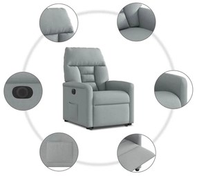 Poltrona reclinável elevatória elétrica tecido cinzento-claro