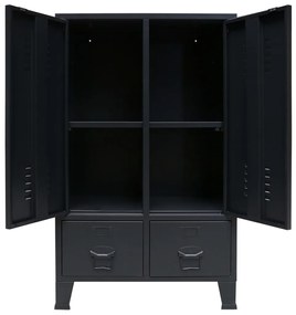 Roupeiro estilo industrial em metal 67x35x107 cm preto