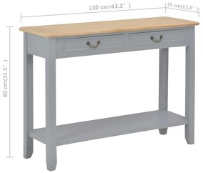 Mesa consola 110x35x80 cm madeira cinzento