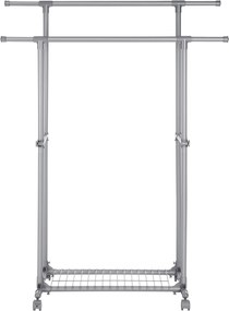 Guarda roupa aberto com rodas, extensível, (87-150) x 52 x 166 cm Cinza