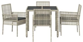 Conjunto de Jantar para Jardim 5 pcs Cinzento-claro