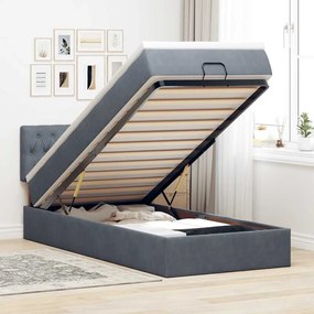 vidaXL Estrutura de cama otomana com colchão cinza escuro veludo
