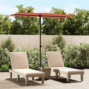 vidaXL Guarda-sol de jardim c/ poste de alumínio 180x110 cm terracota