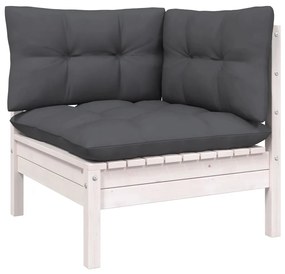 4 pcs conjunto lounge de jardim c/ almofadões pinho antracite