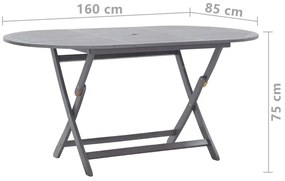 7 pcs conjunto de jantar jardim madeira acácia maciça cinzento