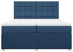 Cama com molas/colchão 200x200 cm tecido azul