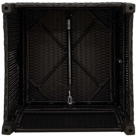 Cadeira de jardim reclinável com mesa de apoio vime PE preto