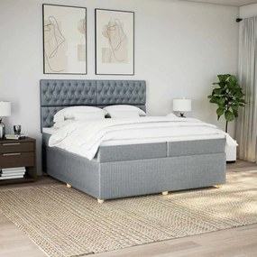 vidaXL Cama com molas/colchão 200x200 cm tecido cinza-claro