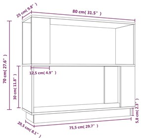 Estante/divisória 80x25x70 cm pinho maciço preto