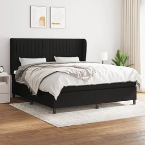 vidaXL Cama com molas/colchão 160x200 cm tecido preto