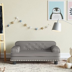 3196303 vidaXL Sofá infantil 70x45x30 cm couro artificial cinzento