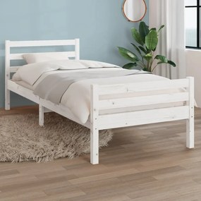 814785 vidaXL Estrutura de cama solteiro 90x190 cm madeira maciça branco