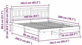 Estrutura da Cama com cabeceira Castanho 160 x 200 cm