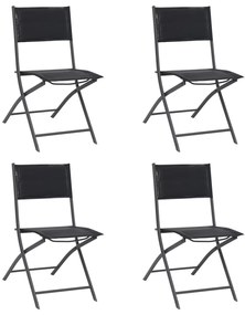 vidaXL Cadeiras de exterior dobráveis 4 pcs aço e textilene