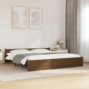 Estrutura de cama 200x200 cm madeira maciça castanho mel