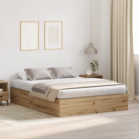 Cama de Armazenamento em Carvalho Artesanal 140x200 cm
