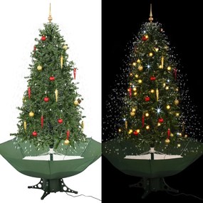 vidaXL Árvore de Natal com neve base formato guarda-chuva 190 cm verde