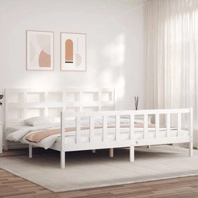 Cama sem colchão 200x200 cm madeira de pinho maciça branco