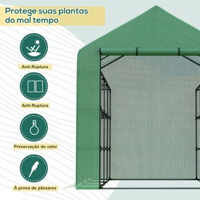 Estufa de Jardim Estufa de Exterior com Prateleiras de 4 Níveis Porta