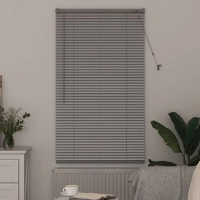 Persiana de Janela com cortinas Manual Prata 80 x 130 cm Alumínio
