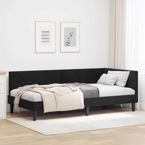 vidaXL Estrutura de Cama de Canto com cabeceira Preto 100 cm x 200 cm