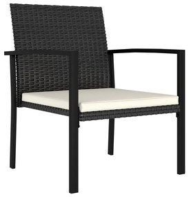 9 pcs conjunto de jantar para jardim vime PE preto