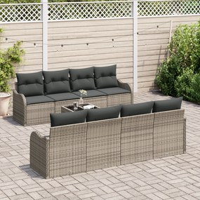 Conjunto de Sofás de Jardim vidaXL com Almofadas Cinza Rattan Poliéste