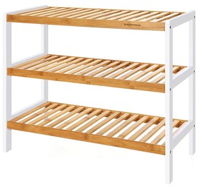 Sapateira de bambu com 3 níveis 70 x 55 x 26 cm branco-natural