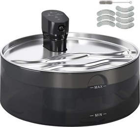 PawHut Fonte para gatos 7L, fonte para gatos com bomba silenciosa, LED, filtro de carvão ativado, aço inoxidável 30,6 x 30,6 x 17,2 cm | Aosom Portugal