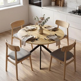 Mesa de Jantar Redonda (CADEIRAS NÃO INCLUIDAS), 100 x 100 x 75 cm, Estilo Industrial, cor Carvalho