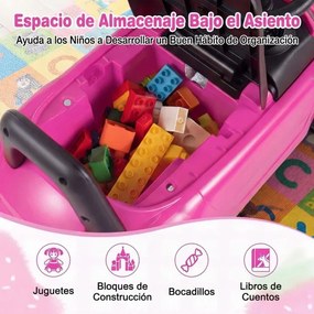 Carro de empurrar para crianças – Brinquedo deslizante com design de apoio no chão e espaço de arrumação – Carro para sentar e deslizar para trás – Ro