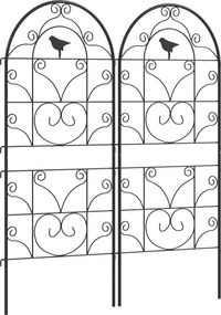 Outsunny Treliça de Metal Conjunto de 2 para Fincar Inoxidável Suporte para Trepadeiras com Design de Aves para Plantas Trepadeiras 50x120 cm Preto | Aosom Portugal