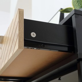 Mesa Consola 100x30x75 cm Mesa de Entrada Moderna com 2 Gavetas de Armazenamento Preto e Madeira