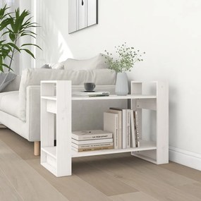 vidaXL Estante/divisória 80x35x56,5 cm pinho maciço branco