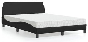 vidaXL Cama com colchão Dover 120x200 cm couro artificial preto