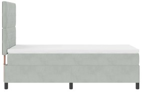 Camas Box Spring vidaXL com Colchão Cinza Claro Solteiro em Veludo