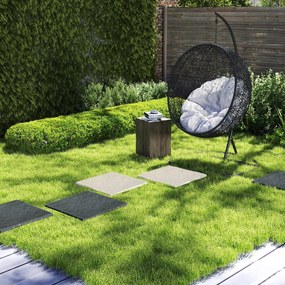 Conjunto de 16 ladrilhos jardim de 39,5 x 39,5 cm em PP com estacas de fixação e pedras decorativas para passadiços de jardim, pavimentos exteriores,