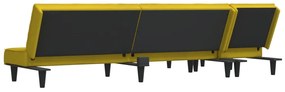 Sofá-cama em forma de L 255x140x70 cm veludo amarelo