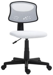 HOMCOM Cadeira Escritório sem Apoio para os Braços com Encosto de Malha Respirável Altura Ajustável 43x48x78-88 cm Branco | Aosom Portugal