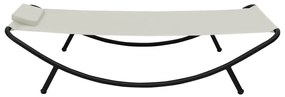 Espreguiçadeira de jardim 200x90 cm aço creme