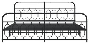 Estrutura de cama com cabeceira e pés 200x200 cm metal preto
