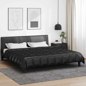 vidaXL Duvet de Ano Inteiro Preto 220 x 240 cm Cetim e Microfibra