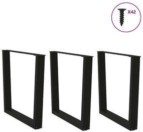 Pernas para mesa de jantar em V 3 peças, preto, 80x(72-73,3) cm, aço