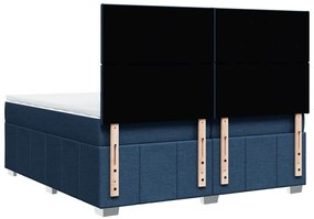 Cama com molas/colchão 200x200 cm tecido azul
