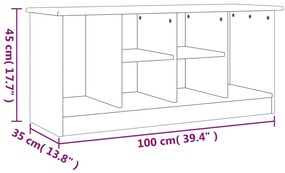 Banco sapateira ALTA 100x35x45cm madeira de pinho maciça branco