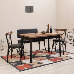 Conjunto de Mesa de Jantar Extensível e Cadeiras Oliver – Preto – Mesa